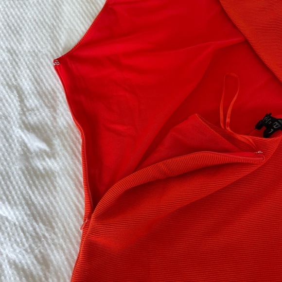 NBD Orange Red Asymmetrical One-Shoulder Bodycon Dress - Picture 10 of 12